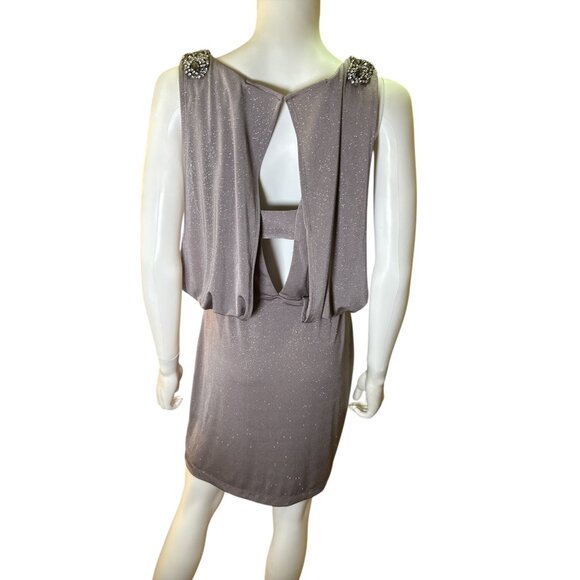 Jackie Jon Sleeveless Beaded Shoulder Cocktail Dress Sz 6 Sparkle Fabric EUC - Picture 5 of 7